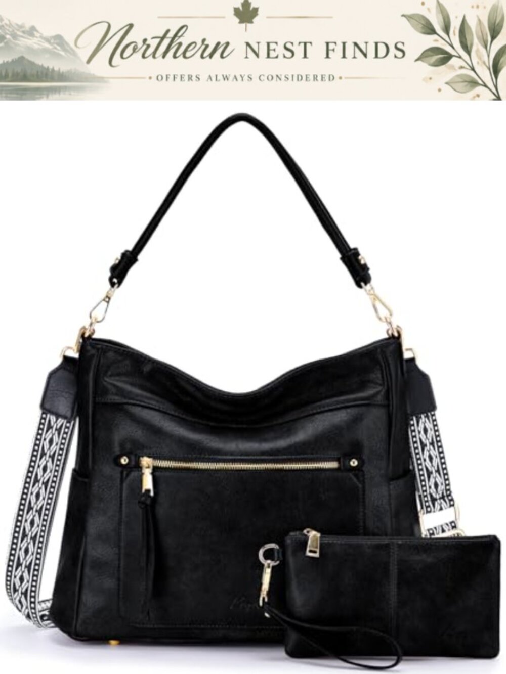 Vegan Leather Hobo Shoulder Bag Crossbody Satchel Purse